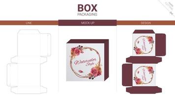 Kartonverpackung und Mockup-Stanzschablone vektor