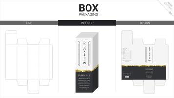 box förpackning och mockup stansad mall vektor