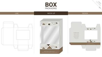 box förpackning och mockup stansad mall vektor