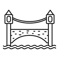 tegel bro ikon, översikt stil vektor