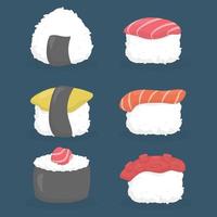 hand gezeichnete japanische sushi-lebensmittel-vektorillustration vektor