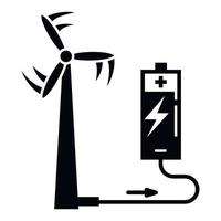 Batterieladesymbol für Windkraftanlagen, einfacher Stil vektor