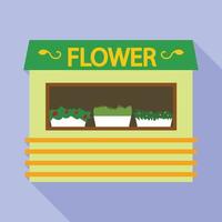 Flower Street Shop-Ikone, flacher Stil vektor