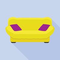gelbes Sofa-Symbol, flacher Stil vektor