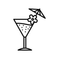 cocktailgetränk auf glasschale mit blume und regenschirm vektor