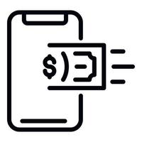 Smartphone-Bargeldtransfer-Symbol, Umrissstil vektor