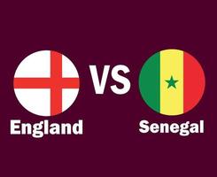 england und senegal flagge mit namen symbol design afrika und europa fußball finale vektor afrikanische und europäische länder fußballmannschaften illustration