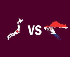 japan und kroatien karte flaggensymbol design asien und europa fußball finale vektor asiatische und europäische länder fußballmannschaften illustration
