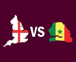 England och senegal Karta flagga symbol design afrika och Europa fotboll slutlig vektor afrikansk och europeisk länder fotboll lag illustration