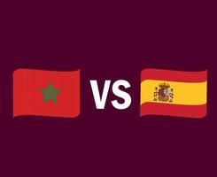 marocko och Spanien flagga band symbol design Europa och afrika fotboll slutlig vektor europeisk och afrikansk länder fotboll lag illustration