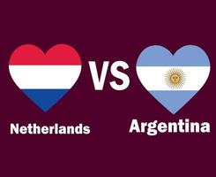 niederlande und argentinien flaggenherz mit namen symbol design lateinamerika und europa fußball finale vektor lateinamerikanische und europäische länder fußballmannschaften illustration