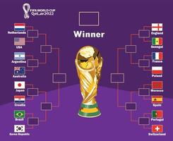 fifa värld kopp qatar 2022 officiell logotyp och trofén med emblem flaggor länder symbol design fotboll slutlig vektor länder fotboll lag illustration