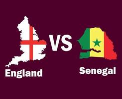 England och senegal Karta flagga med namn symbol design afrika och Europa fotboll slutlig vektor afrikansk och europeisk länder fotboll lag illustration