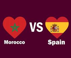 marokko und spanien flaggenherz mit namen symbol design europa und afrika fußball finale vektor europäische und afrikanische länder fußballmannschaften illustration
