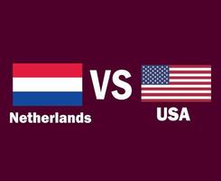 nederländerna och förenad stater flagga emblem med namn symbol design Europa och norr Amerika fotboll slutlig vektor europeisk och norr amerikan länder fotboll lag illustration