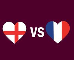 england und frankreich flagge herz symbol design europa fußball finale vektor europäische länder fußballmannschaften illustration