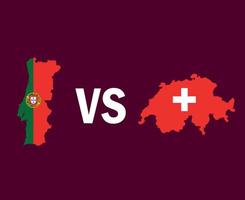 portugal und schweiz karte flag symbol design europa fußball finale vektor europäische länder fußballmannschaften illustration