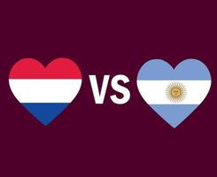 nederländerna och argentina flagga hjärta symbol design latin Amerika och Europa fotboll slutlig vektor latin amerikan och europeisk länder fotboll lag illustration