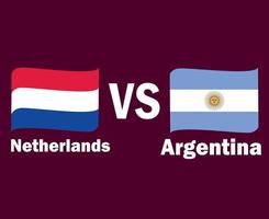 niederlande und argentinien flaggenband mit namen symbol design lateinamerika und europa fußball finale vektor lateinamerikanische und europäische länder fußballmannschaften illustration