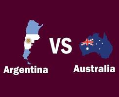 argentina och Australien Karta flagga med namn symbol design latin Amerika och Asien fotboll slutlig vektor latin amerikan och asiatisk länder fotboll lag illustration