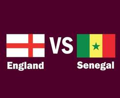 england und senegal flaggenemblem mit namen symbol design afrika und europa fußball finale vektor afrikanische und europäische länder fußballmannschaften illustration