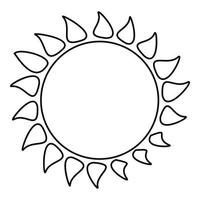 varm Sol ikon, översikt stil vektor