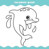färg sida med tecknad serie delfin vektor