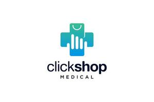 blå medicinsk affär klick logotyp vektor