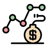 Finanzkrise Bombe Symbol Farbe Umriss Vektor