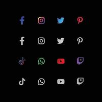 samling av populära sociala medier-logotyp. facebook, instagram, twitter, linkedin, youtube, telegram, vimeo, snapchat, whatsapp. realistisk redaktionell uppsättning. vektor