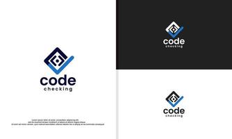 koda kontroll, enkel logotyp för teknologi företag vektor