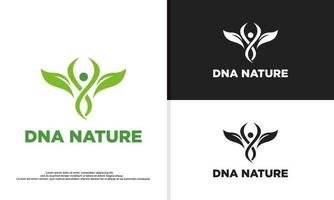 Natur-Bio-Menschen kombinieren mit Blatt-Logo-Design-Illustration vektor