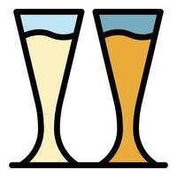 Pilsner Gläser Symbol Farbe Umriss Vektor