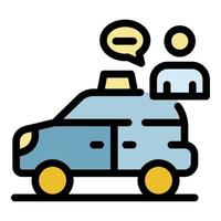 Online-Taxi-Symbol Farbumrissvektor vektor