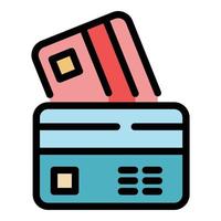 finansiera kreditera kort ikon Färg översikt vektor