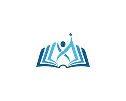 utbildning bok logotyp design tecken ikon med studerande och akademi bok symbol vektor mall.