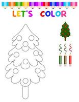 färg bok med ett jul träd.a pussel spel för barns utbildning och utomhus- aktiviteter. vektor