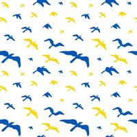 sömlös mönster med flygande fåglar i ukrainska flagga gul och blå färger. vektor illustration