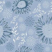 blomma sömlös mönster med abstrakt och blad prydnad på bebis blå Färg. mönster för papper, textil, tyg, skriva ut, dekor prydnad, omslag etc vektor