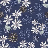 blomma sömlös mönster med abstrakt prydnad på Marin blå Färg bakgrund. mönster för papper, omslag, tyg, textil, dekoration bakgrund etc vektor