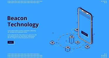 landning sida av fyr teknologi med smartphone vektor
