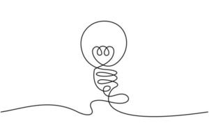 kontinuierliche Linienzeichnung. Elektrische Glühbirne auf weißem Hintergrund. Startup-Geschäftsideenkonzept mit bearbeitbarem Strich. kostenlose Download-Vektorillustration vektor