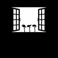 flock av de svart gam fågel på de fönster silhuett. kuslig, Skräck, skrämmande, mysterium, eller brottslighet illustration. illustration för Skräck film eller halloween affisch design element. vektor illustration