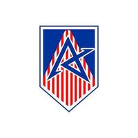 brev en logotyp vektor illustration med amerikan flagga motiv