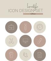 Linestyle-Icon-Design-Set-Büro vektor