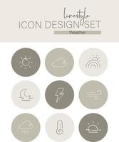 linjestil ikon design uppsättning väder vektor