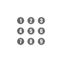 eps10 grå vektor uppsättning av runda 1-9 tal ikon isolerat på vit bakgrund. cirkel font hand dragen tal symbol i en enkel platt trendig modern stil för din hemsida design, logotyp, och mobil app