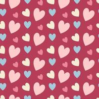 Nahtloses Muster von Herzen auf isoliertem magentafarbenem Hintergrund. design für valentinstag, hochzeit, muttertagsfeier. Perfekt für Grußkarten, Wohnkultur, Textilien, Geschenkpapier, Scrapbooking. vektor