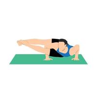 man praktiserande yoga, håller på med ärm stå astavakrasana, asymmetrisk ärm balans åtta-vinkel utgör. platt vektor illustration isolerat på vit bakgrund