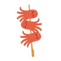 Asiatische Yakitori-Spieße mit Würstchen-Oktopus, für asiatische Fastfood- und Take-Away-Restaurants. Vektor-Illustration vektor